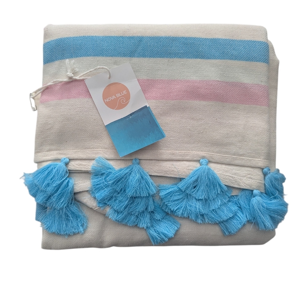 NOVA BLUE Beach Towel 100% Turkish Cotton